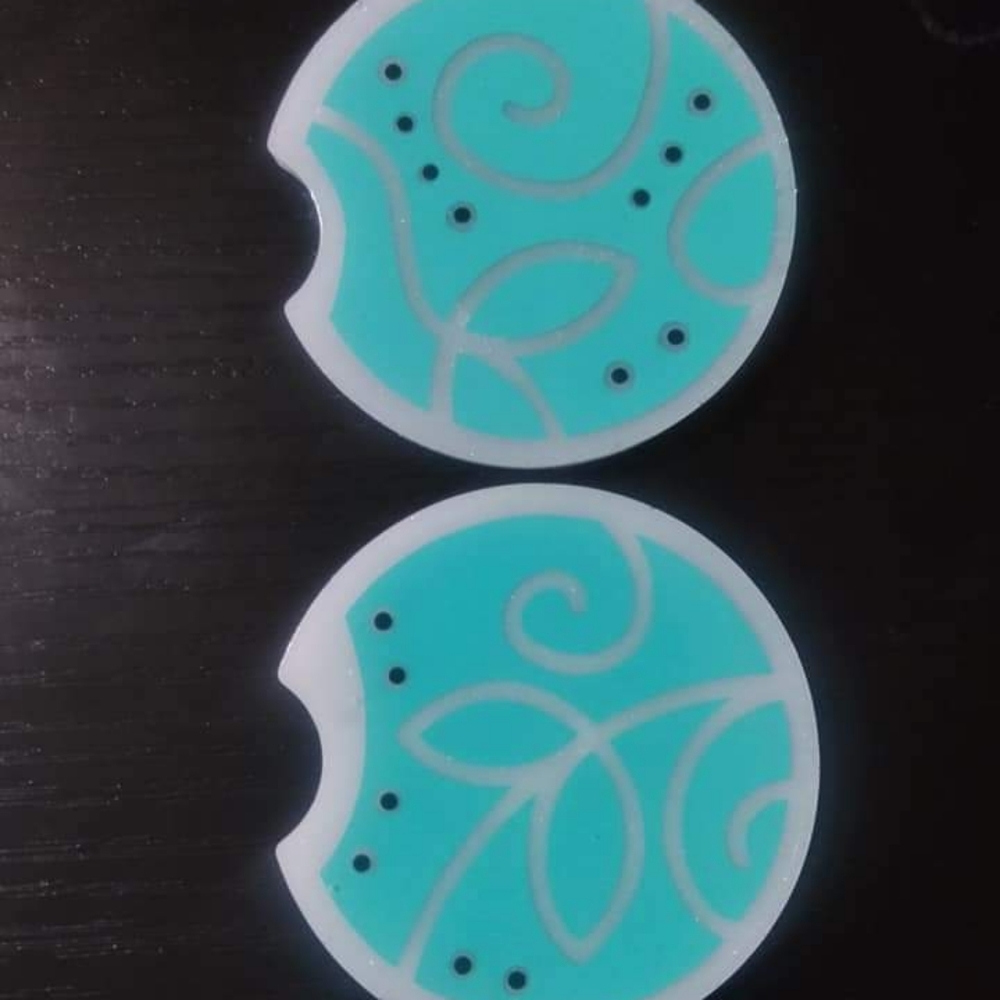 Teal Elegance Designed Car Coasters